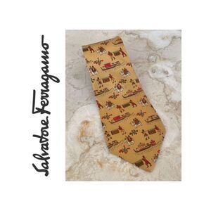 Salvatore Ferragamo 100% Silk Tie Asian Motif